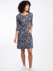 Weird Fish Blue Starshine Printed Jersey Dress - Image 4 of 9