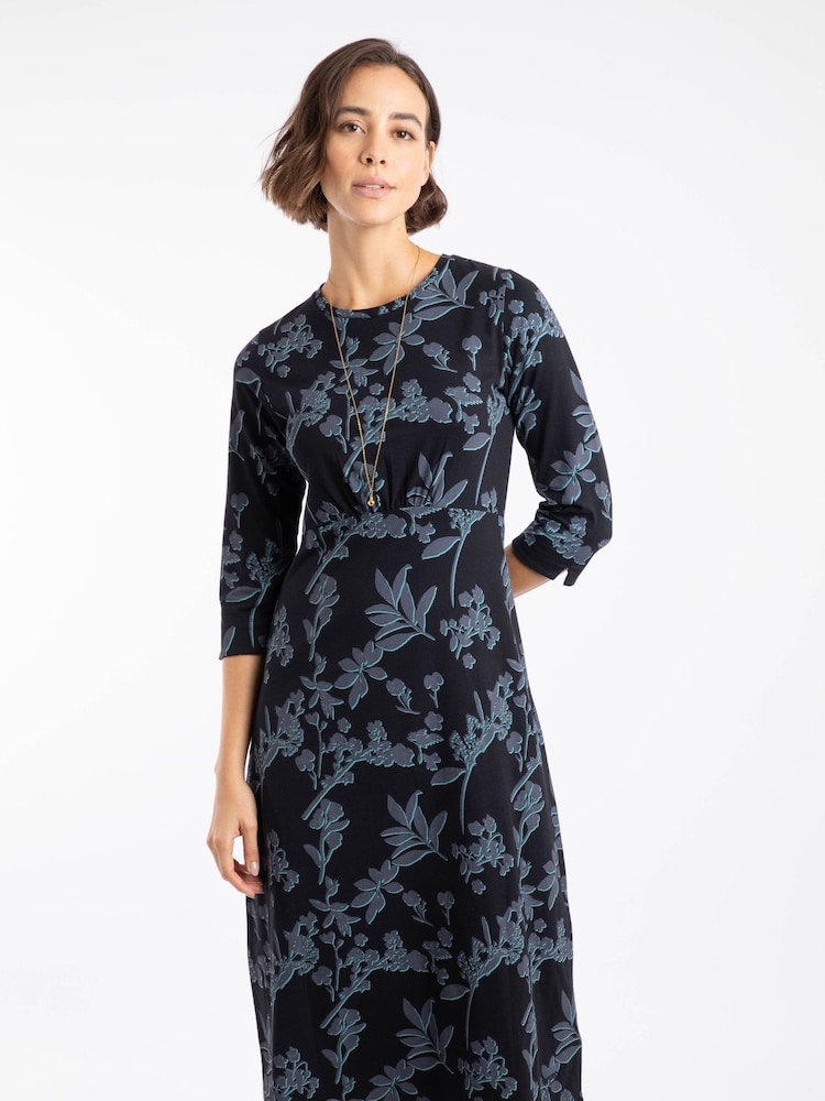 Weird Fish Blue Felicity Printed Jersey Midi Dress - Image 1 of 7 Weird Fish Blue Felicity Printed Jersey Midi Dress - Image 1 of 7
