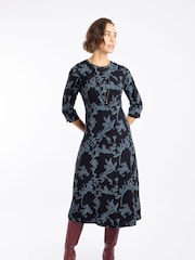 Weird Fish Blue Felicity Printed Jersey Midi Dress - Image 3 of 7