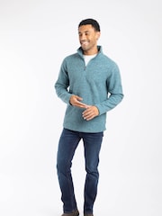 Weird Fish Blue Newport Quarter  Zip Ribbed Fleece - Image 1 of 7