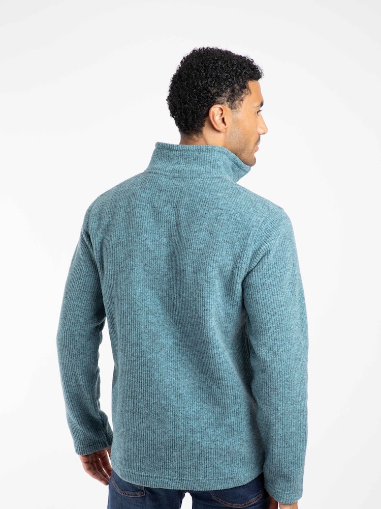 Weird Fish Blue Newport Quarter Zip Ribbed Fleece - Image 2 of 7 Weird Fish Blue Newport Quarter Zip Ribbed Fleece - Image 2 of 7