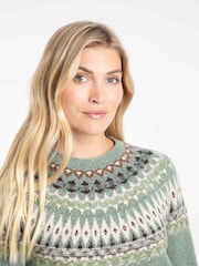 Weird Fish Dark Green Lowell Fair Isle Jumper - Image 4 of 8