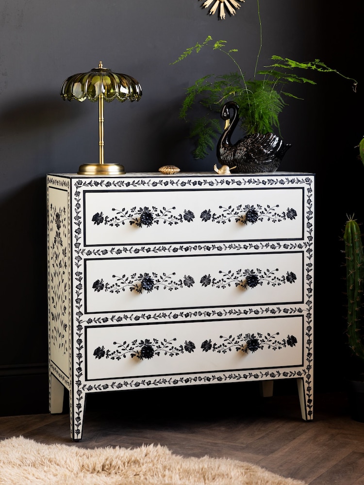 Rockett St George Ivory and Black Rose Noir Chest of Drawers - Image 1 of 11