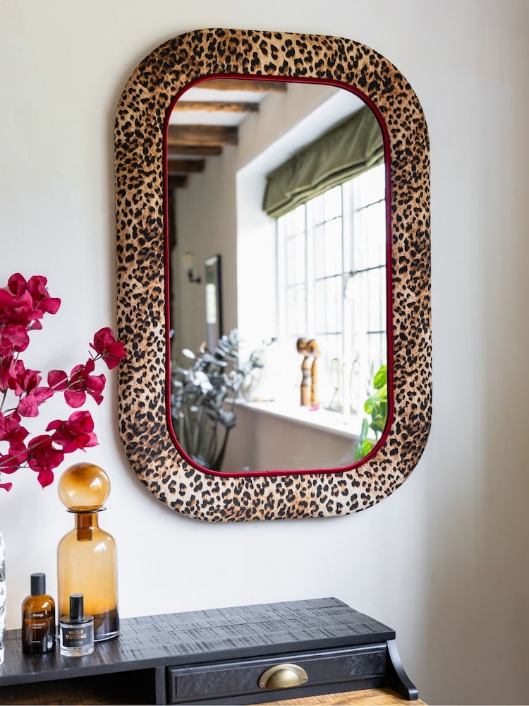 Rockett St George Leopard Love Velvet Starlet Mirror - Image 1 of 4 Rockett St George Leopard Love Velvet Starlet Mirror - Image 1 of 4