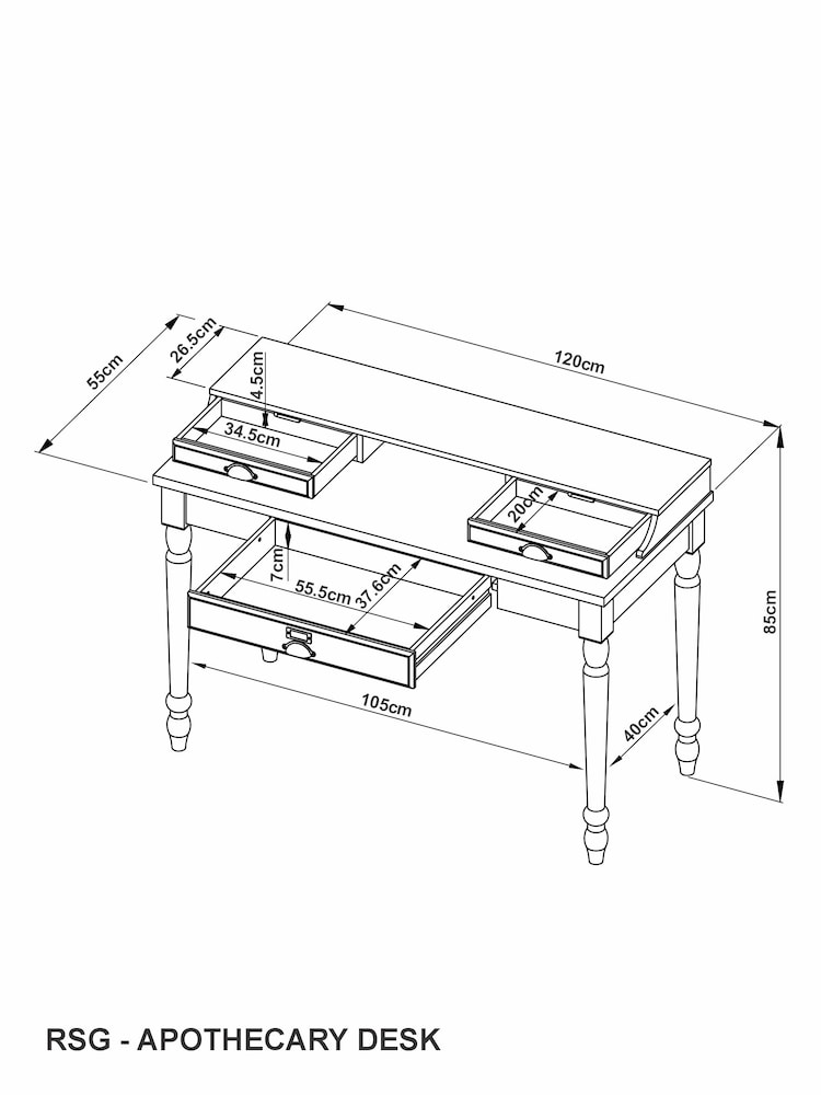 Rockett St George Black Apothecary Style Desk - Image 5 of 5