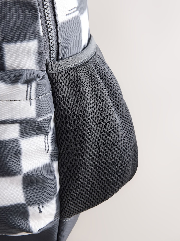 Monochrome Checkerboard Printed Backpack - Image 5 of 5 Monochrome Checkerboard Printed Backpack - Image 5 of 5