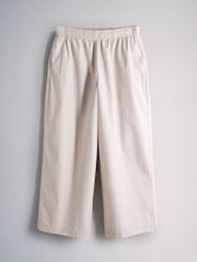 The Set 2 Pack Cotton Pull On Wide Leg Trousers Cream Stripe/Khaki Green - Image 6 of 9