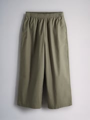 The Set 2 Pack Cotton Pull On Wide Leg Trousers Cream Stripe/Khaki Green - Image 7 of 9