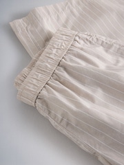 The Set 2 Pack Cotton Pull On Wide Leg Trousers Cream Stripe/Khaki Green - Image 8 of 9