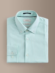 Blue/Yellow Slim Fit Signature Cotton Button Down Collar Smart Stripe Shirt - Image 1 of 3