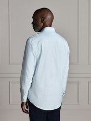 Blue/Yellow Slim Fit Signature Cotton Button Down Collar Smart Stripe Shirt - Image 5 of 8