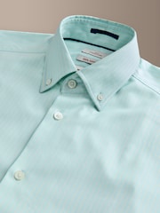 Blue/Yellow Slim Fit Signature Cotton Button Down Collar Smart Stripe Shirt - Image 7 of 8