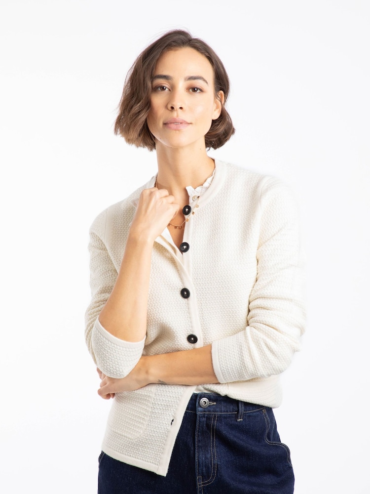 Weird Fish Cream Hayley Knitted Blazer Cardigan - Image 1 of 7