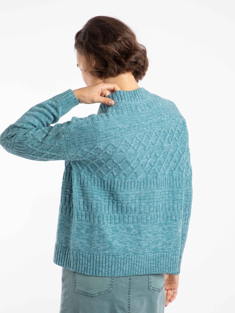 Weird Fish Blue Amiens Mixed Stitch Cardigan - Image 2 of 6