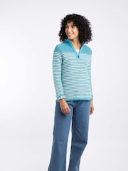 Weird Fish Blue Juliet  1/4 Zip Stripe Macaroni Fleece - Image 4 of 8