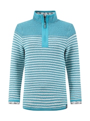 Weird Fish Blue Juliet  1/4 Zip Stripe Macaroni Fleece - Image 7 of 8