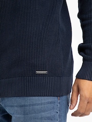 Weird Fish Blue Easton  Waffle Crew Neck Jumper - Image 5 of 7