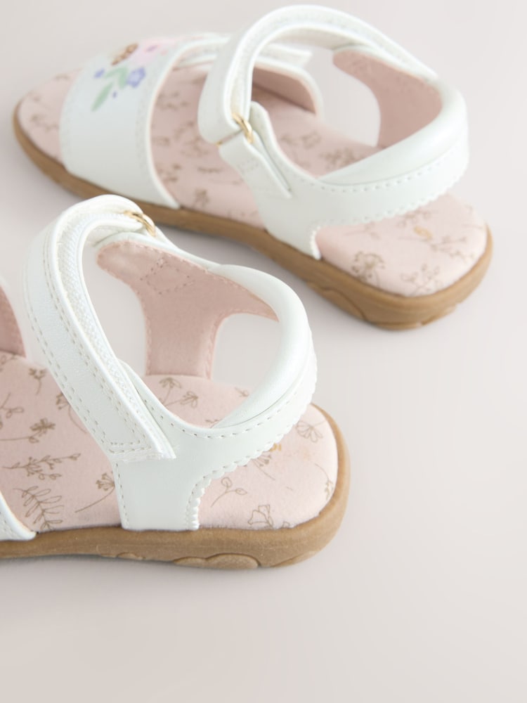 White Embroidered Touch Fastening Sandals - Image 5 of 5