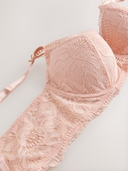 Pink DD+ Padded Balcony Lace Bra - Image 11 of 12