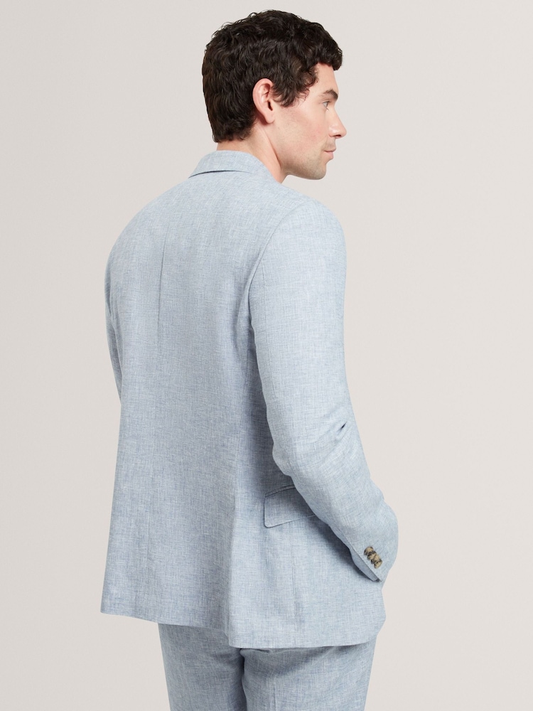 Ted Baker Blue Givranj-Slim Fit Linen Blend Jacket - Image 2 of 7