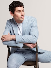 Ted Baker Blue Givranj-Slim Fit Linen Blend Jacket - Image 4 of 7