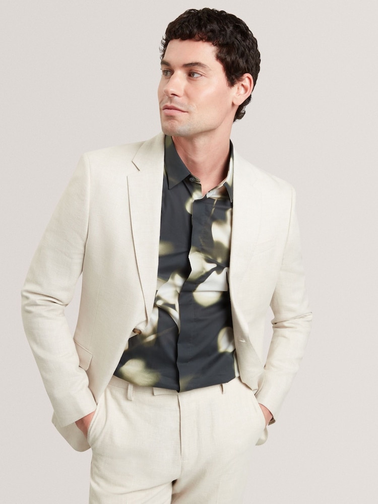 Ted Baker Cream Givranj-Slim Fit Linen Blend Jacket - Image 1 of 7