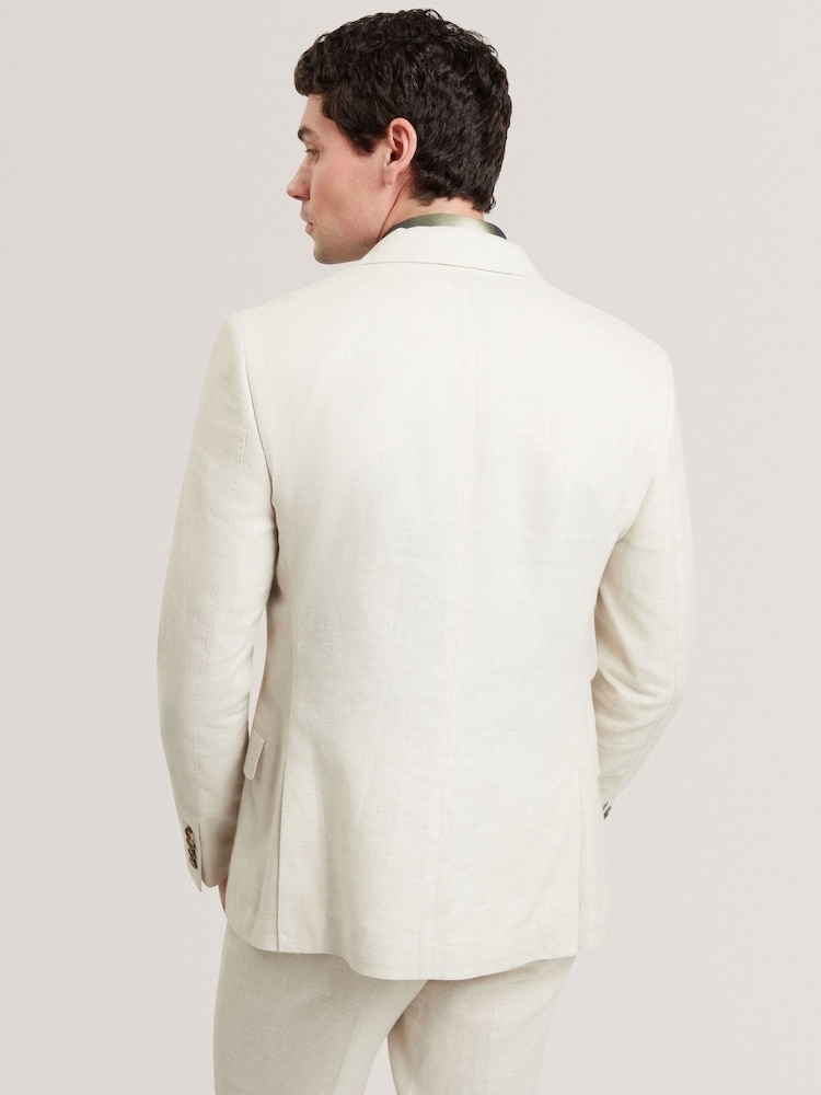 Ted Baker Cream Givranj-Slim Fit Linen Blend Jacket - Image 2 of 7