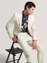 Ted Baker Cream Givranj-Slim Fit Linen Blend Jacket - Image 3 of 7