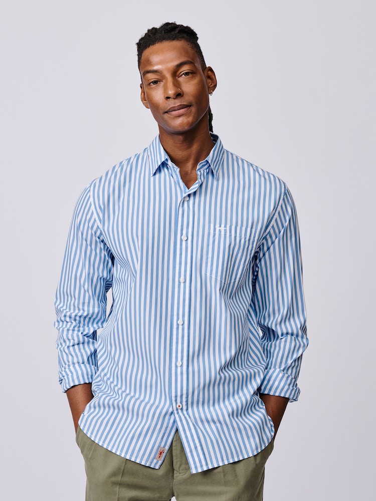 Blue Poplin - Camicia in popeline con bottoni Aubin Gladstone - Immagine 1 di 6 Blue Poplin - Camicia in popeline con bottoni Aubin Gladstone - Immagine 1 di 6