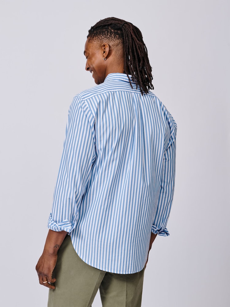 Blue Poplin - Camicia in popeline con bottoni Aubin Gladstone - Immagine 2 di 6 Blue Poplin - Camicia in popeline con bottoni Aubin Gladstone - Immagine 2 di 6