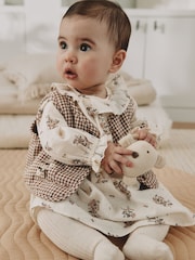 Ecru Floral Woven Baby Dress, Gilet And Tights 3 Piece Set (0mths-2yrs) - Image 1 of 15