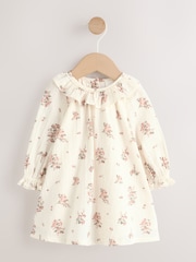 Ecru Floral Woven Baby Dress, Gilet And Tights 3 Piece Set (0mths-2yrs) - Image 5 of 15