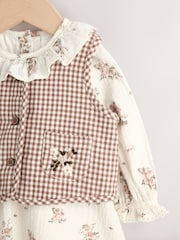Ecru Floral Woven Baby Dress, Gilet And Tights 3 Piece Set (0mths-2yrs) - Image 7 of 15