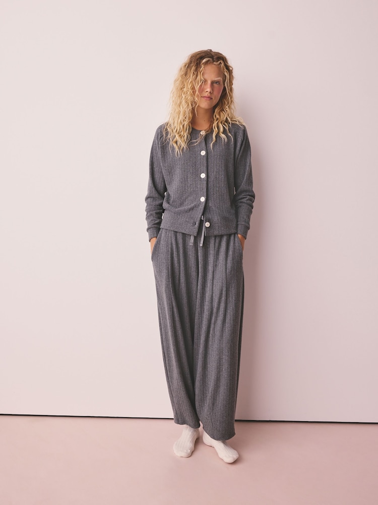Grey Cardigan and Barrel Leg Cosy Lounge Set - Image 1 of 11