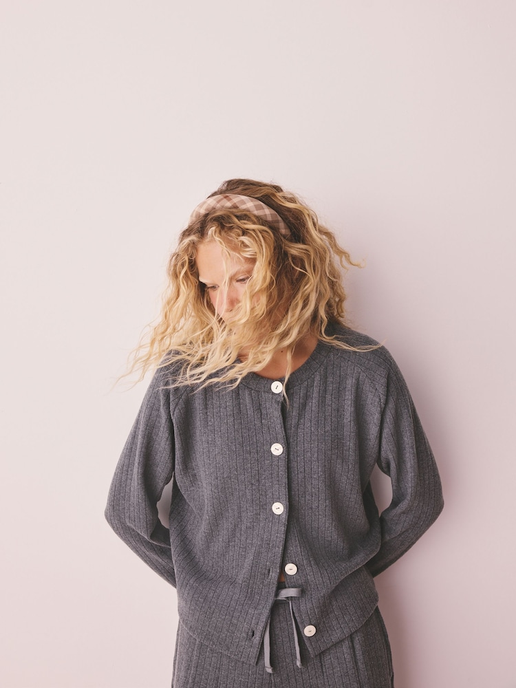 Grey Cardigan and Barrel Leg Cosy Lounge Set - Image 2 of 11