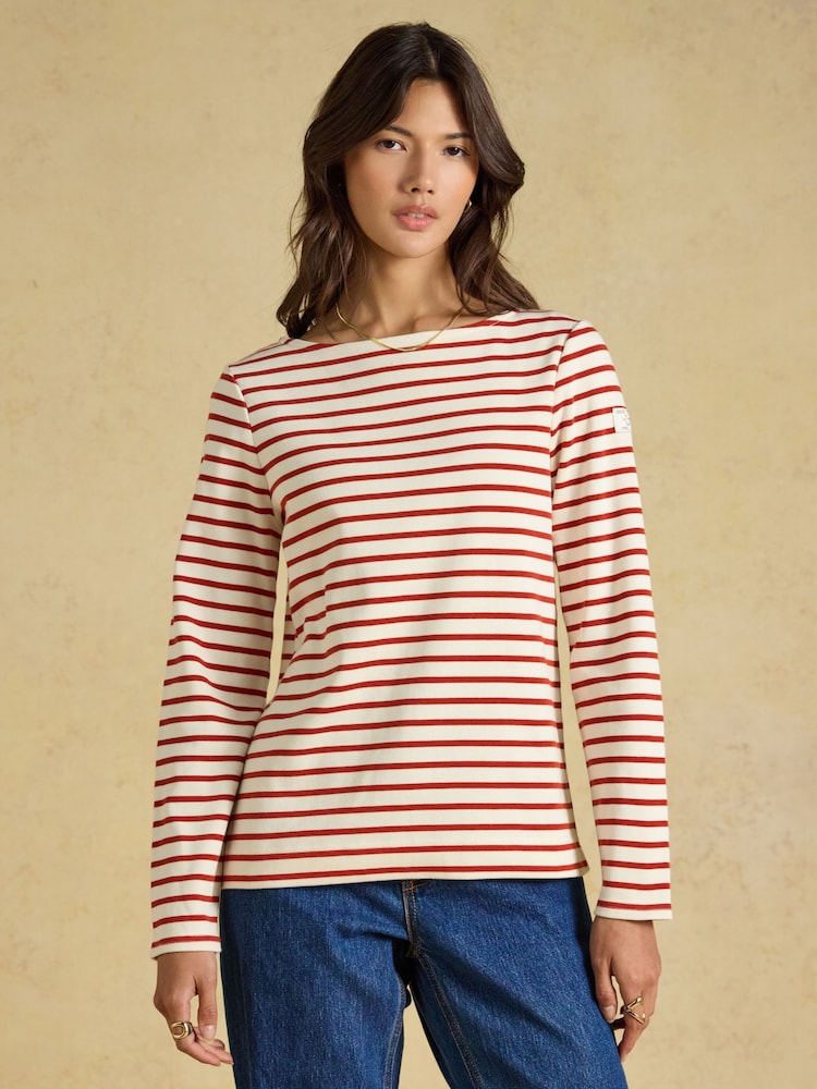 Creme/Burnt Orange - Μπλούζα Breton με ριγέ λαιμόκοψη Joules Harbour και λαιμόκοψη Boat Neck - Εικόνα 1 του 6