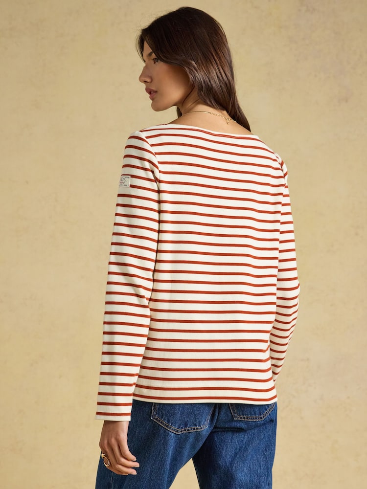 Creme/Burnt Orange - Μπλούζα Breton με ριγέ λαιμόκοψη Joules Harbour και λαιμόκοψη Boat Neck - Εικόνα 2 του 6
