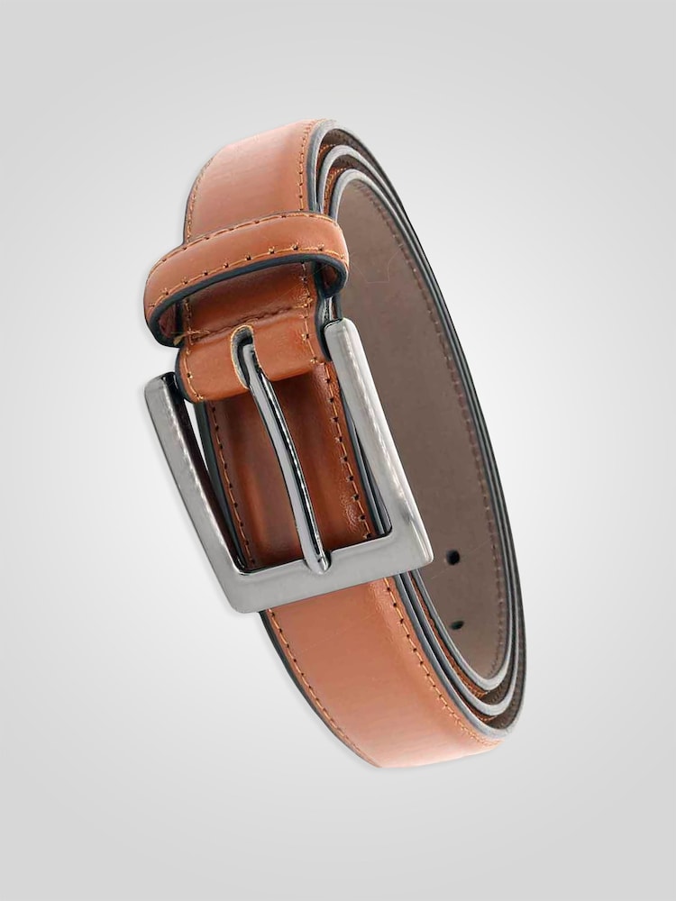 D555 Brown ANTHONY Square Buckle Edge Stitched Faux 2.7 Cm Width Leather Belt - Image 1 of 5 D555 Brown ANTHONY Square Buckle Edge Stitched Faux 2.7 Cm Width Leather Belt - Image 1 of 5