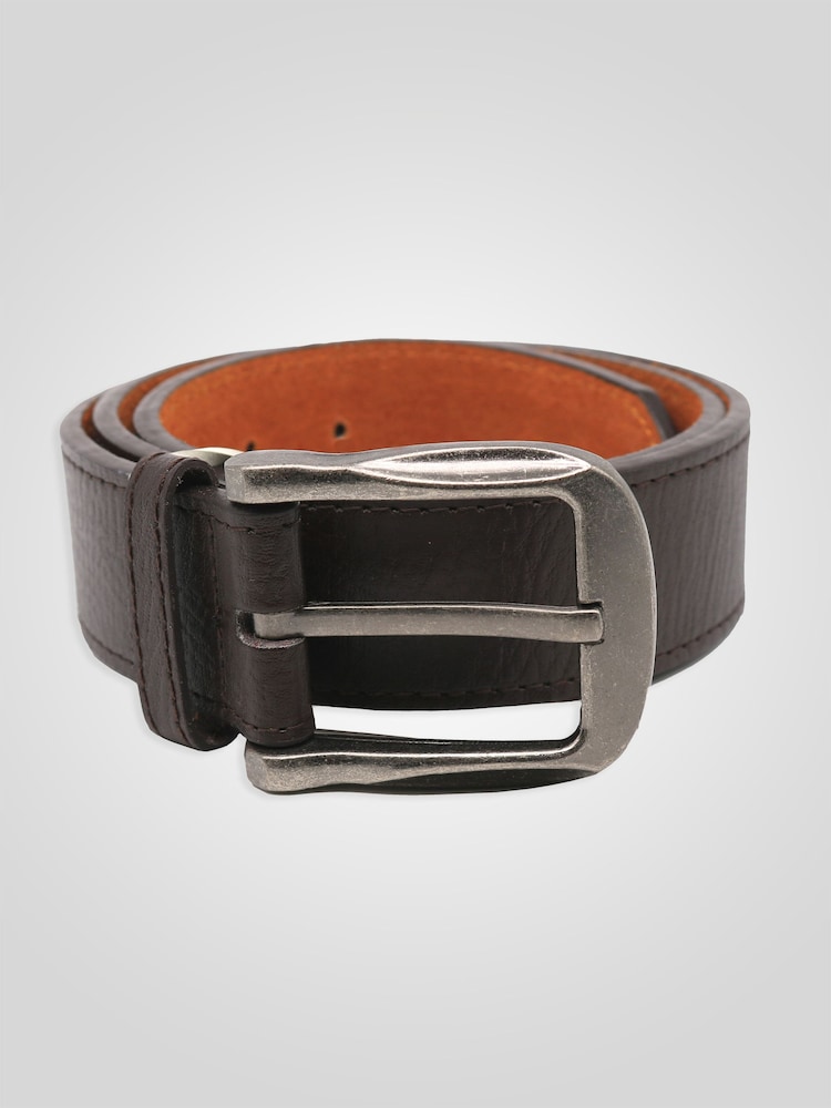 D555 Brown HARRISON Large Buckle Faux 3.9cm Width Leather Belt - Image 2 of 6 D555 Brown HARRISON Large Buckle Faux 3.9cm Width Leather Belt - Image 2 of 6