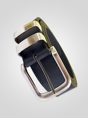 D555 Black NOAH Double Metal Loop Faux Leather Fashion 3.8cm Width Belt - Image 1 of 6