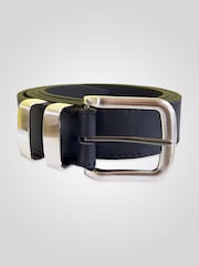 D555 Black NOAH Double Metal Loop Faux Leather Fashion 3.8cm Width Belt - Image 2 of 6