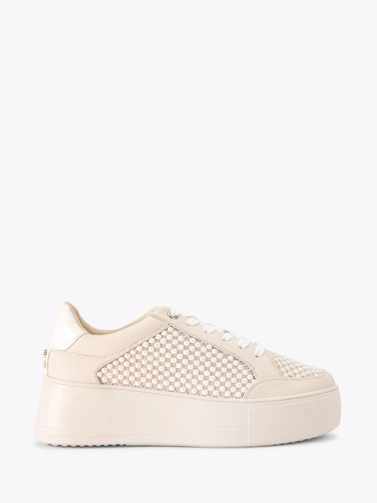 Carvela Cream Jive Lace Up Trainers - Image 1 of 4