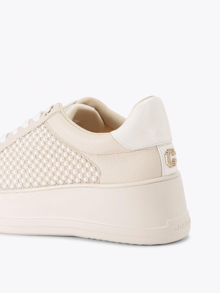 Carvela Cream Jive Lace Up Trainers - Image 4 of 4