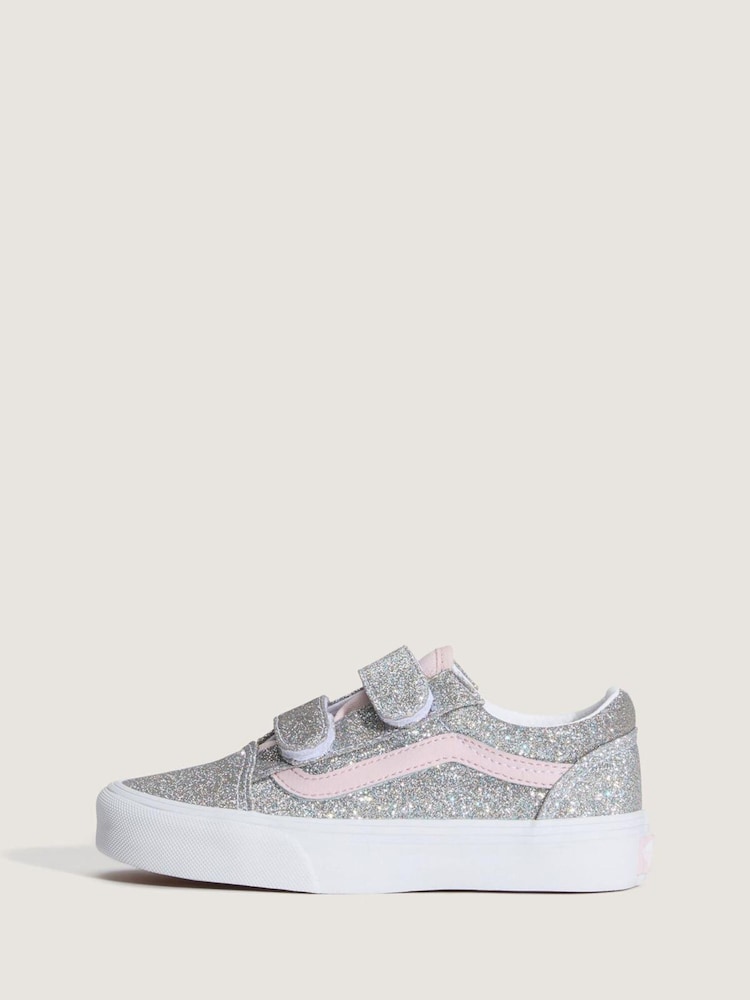 Vans Silver Old Skool V Glitter Trainers - Image 2 of 4