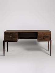 Swoon Dark Brown Verne Mango Wood Three-Drawer Desk - Image 2 of 6