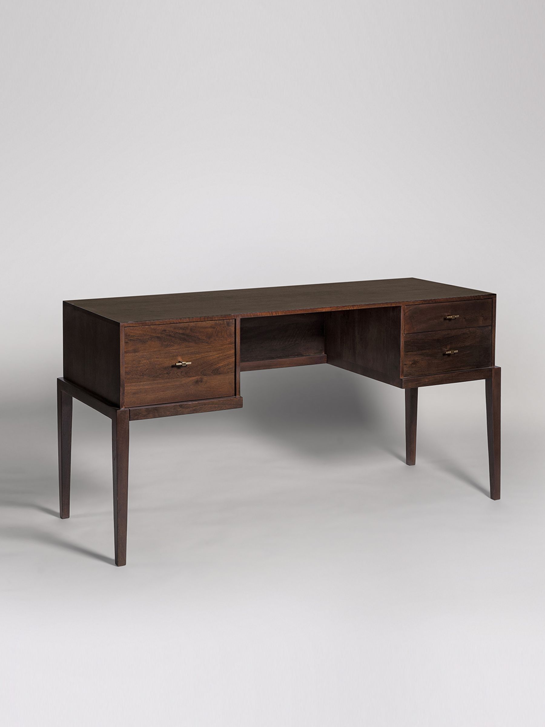 Buy Swoon Dark Brown Verne Mango Wood Three-Drawer Desk from the Next ...