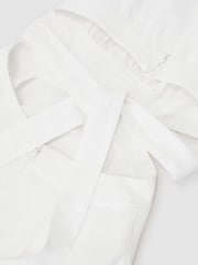 Reiss Ivory Hazel Petite Linen-Cotton Cut-Out Midi Dress - Image 6 of 7