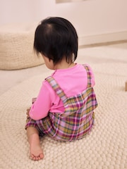 Verde de cuadros - Conjunto de 2 piezas con bodi de manga larga y peto tejido para bebé (0meses -2años) - Imagen 3 de 3