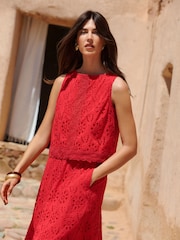 Love & Roses Red Petite Broderie Shell Top - Image 4 of 4