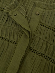 Reiss Olive Green Florie Cotton Cheesecloth Sleeveless Top - Image 6 of 6